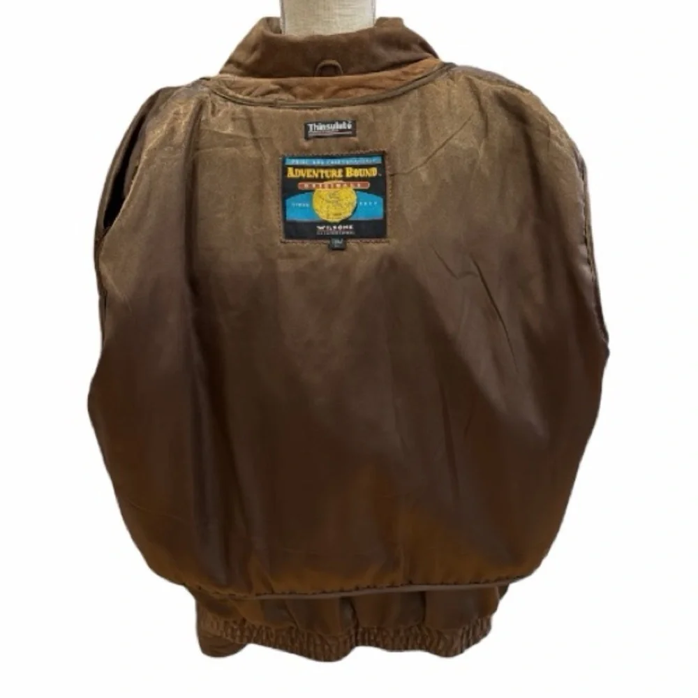 VTG Wilsons Leather Adventure Bound Bomber Jacket Brown Large Thinsulate Size L
